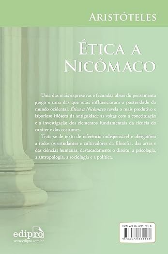 Contracapa do livro Ética a Nicômaco de Aristóteles 